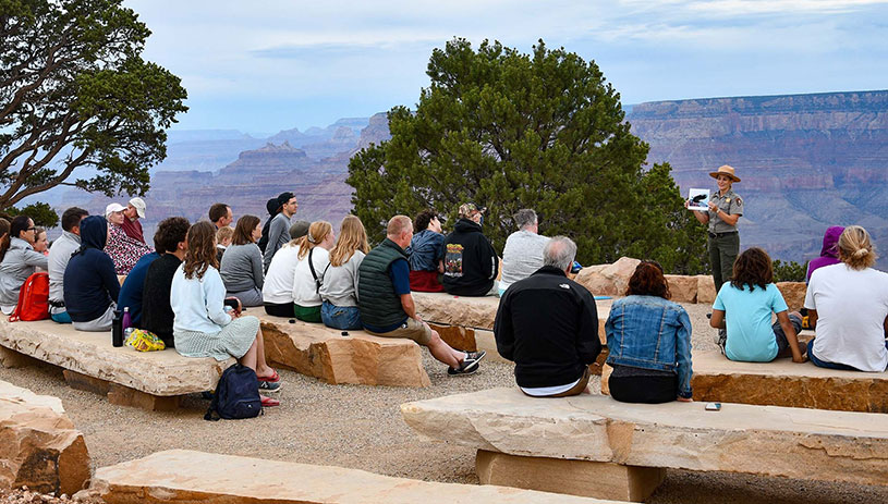Photo by Michael Quinn, NPS A ranger talk at Desert View, Grand Canyon National Park